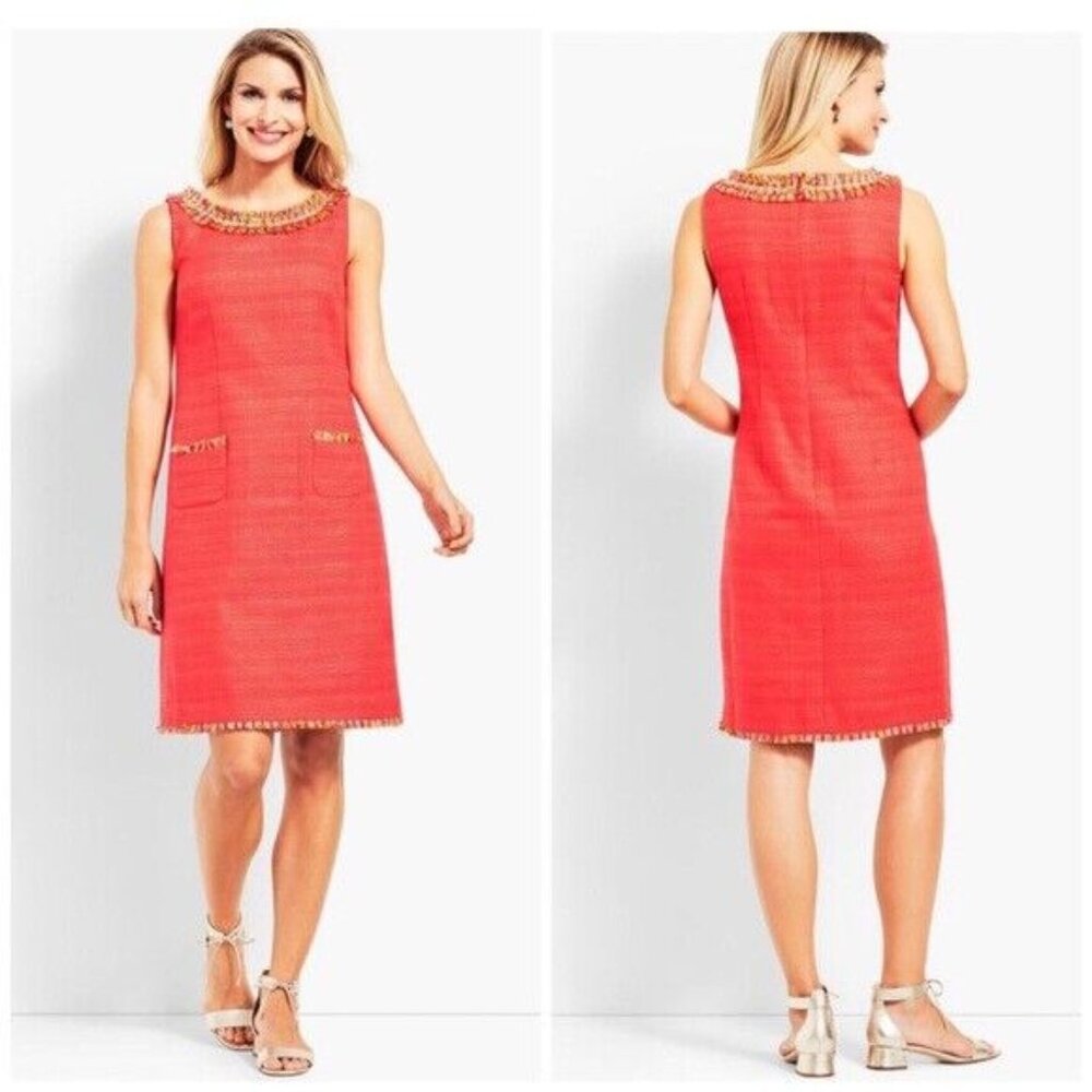 TALBOTS Women's Sleeveless Tweed Shift Dress Sz 6